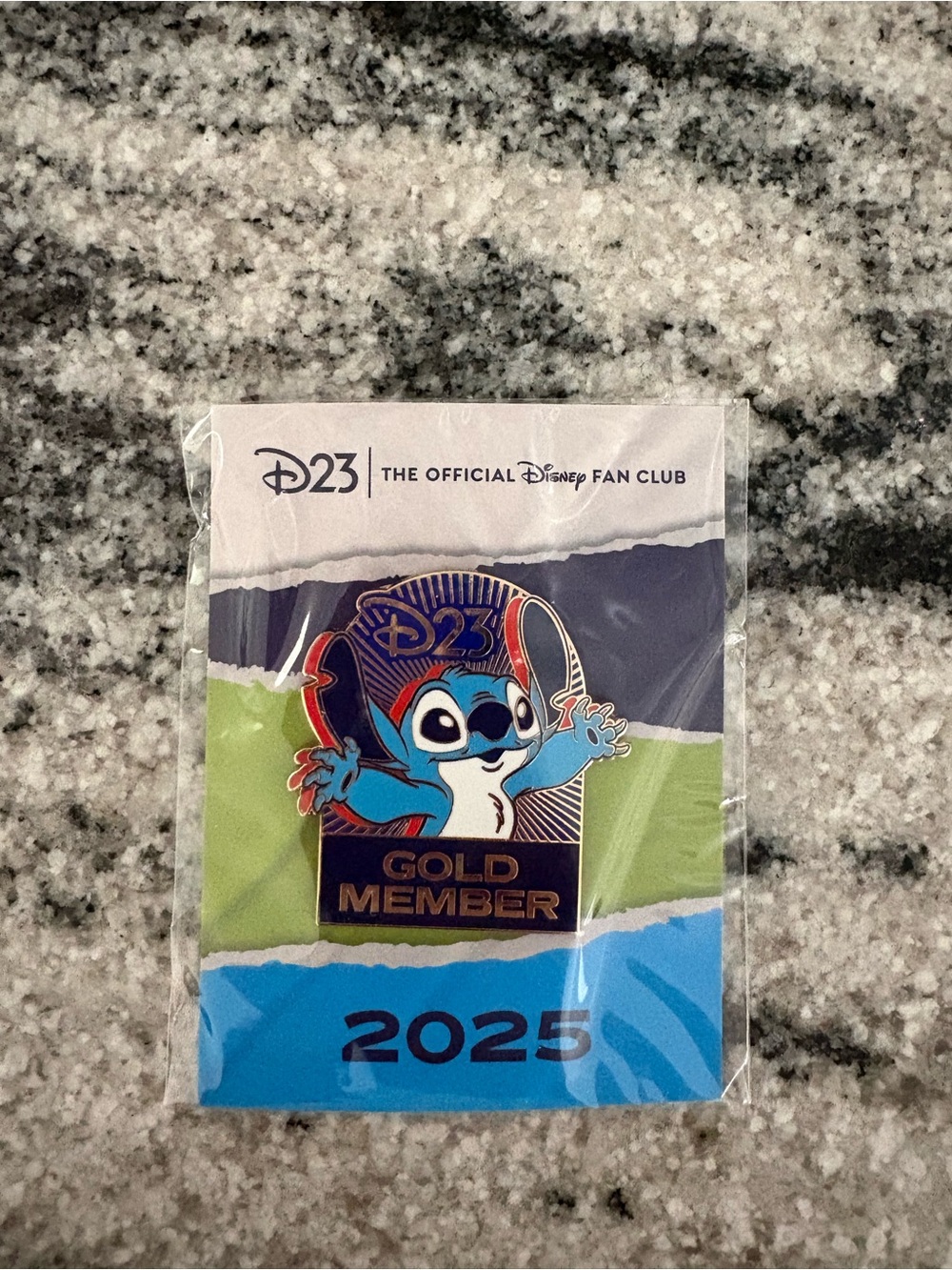 Disney D23 Gold Member Stitch Pin — Blue, Red, Gold